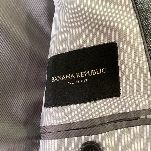 BANANA REPUBLIC 100% Linen Blazer, Men's 40L Grey Slim Fit - Picture 5 of 13
